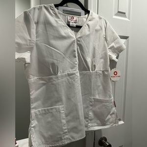 Women’s white scrub top